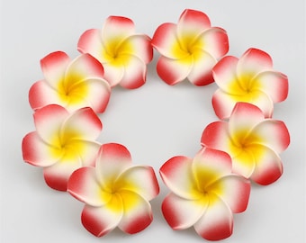 2/500P Foam Frangipani Head Artificial Red Plumeria Real Touch Hawaiian Flower 5/6/9cm Ear Flower Beach Wedding Party Garland Hairpin Decor