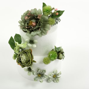 Green Cake Flower / Artificial Silk Flower Cake Topper 4Design Cake Arrangement Flower DIY Cake Decor For Party Wedding Cake Decor