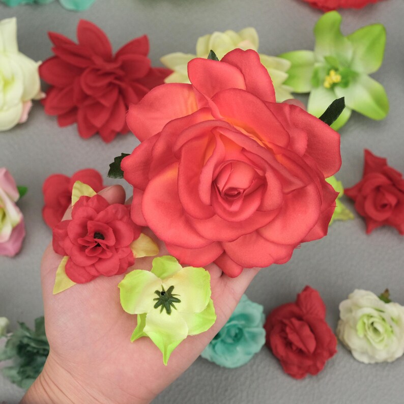 41pcs Artificial Flower Head Combo Set/413cm Silk Etsy