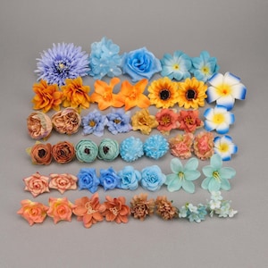 45Pcs Artificial flower heads Combo Set/4-13cm Rose,Peony,Silk flower,Bulk Fake flowers for Handmade DIY Wedding Home Decoration Accessories