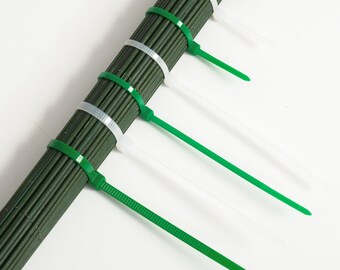 100/500pcs Zip Cable Ties, Self-Locking Premium Nylon Cable Wire Ties,Heavy Duty White Green for Indoor and Outdoor DIY Projects Bouquets