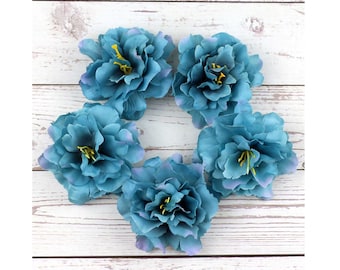 Lake blue Artificial Flowers in bulk 8cm Silk Peony Artificial Flowers Head DIY Home Room Wedding Decoration Simulation Carnation Flower
