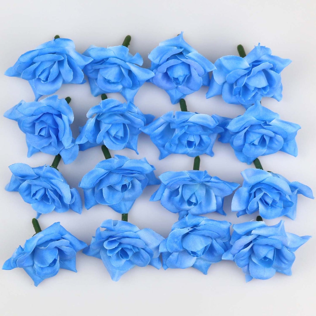 Fake Roses 1000pcs 5cm Artificial Silk Rose Flower Head Blue in Bulk Fake Rose Head for ...