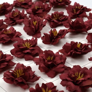 2/1000P 5 cm Borgoña Cabeza de flor de seda artificial / Rosa falsa para manualidades DIY Scrapbooking Arreglo floral Flor Carta Aro Corona Decoración