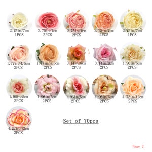 Tête de fleur en soie artificielle Rose Combo 70 pièces/paquet pour Kit d'ornement de bricolage projet casquette de remise des diplômes pièce maîtresse de douche nuptiale décor fausse fleur image 3