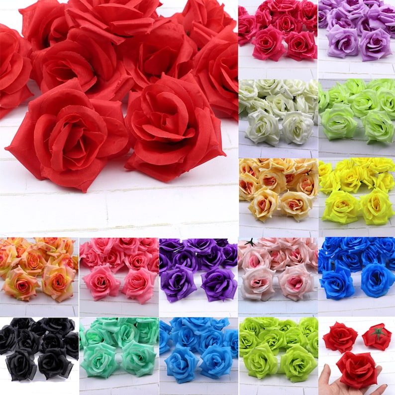 2/500Pcs 8cm Artificial Silk Roses Flowers heads bulk Fake Etsy