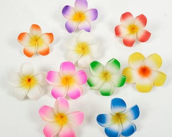 8cm Hawaiian Flower Head 2-100Pc Artificial Foam Plumeria Frangipani Flower for Hawaii Tropical Party Decorations Beach Pool Vacation Outfit