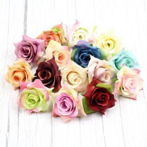 14Color Faux Rose Artificial Silk Flower Head 6cm Rose For DIY Wedding Crafts Gift Wrapping Hairclip Crown Decor Fake Flower 5/100PCS