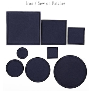 2-100 toppe di riparazione blu scuro ovali/quadrate fai da te termoadesive/cucibili toppe per vestiti applique. Toppa vuota per fissare gli accessori distintivi dei piumini