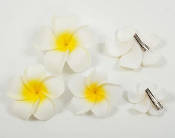 5/6/7/8/9cm White Hawaiian Foam Frangipani Hairpin -Plumeria Flower Hair Clips Accessories Clip for Women Hawaii Tropical Party Bridal Decor