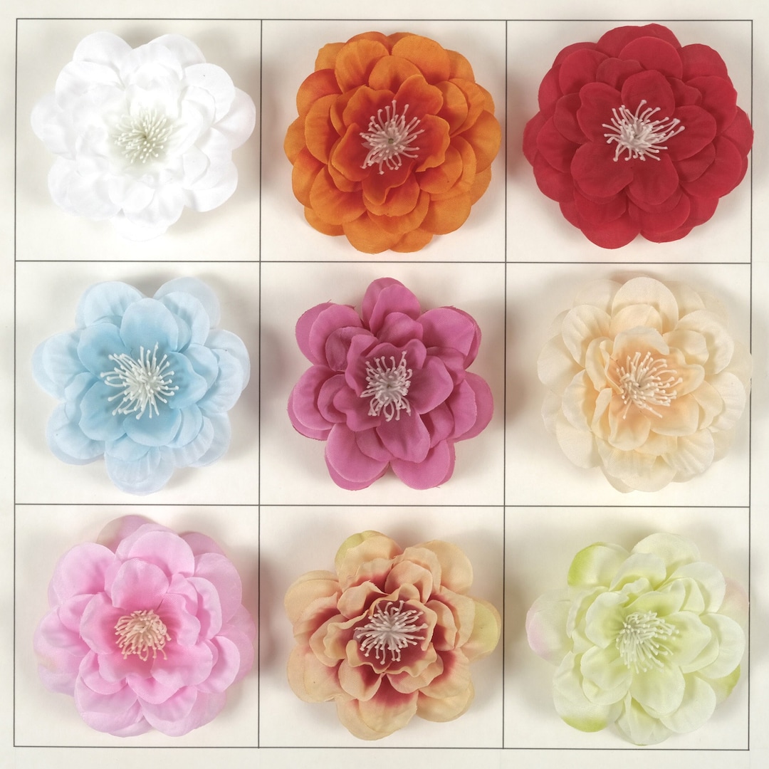 9colors Artificial Silk Flower Head 2.75'' Faux Flower Fake Rose Flower