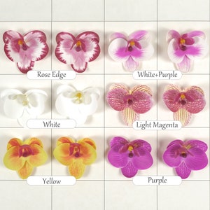 2-200 pièces tête de fleur artificielle 2.36 '' fausse orchidée 6 couleurs petit phalaenopsis pour bricolage artisanat bouquet pince à cheveux corsage robe décor fausse fleur image 2