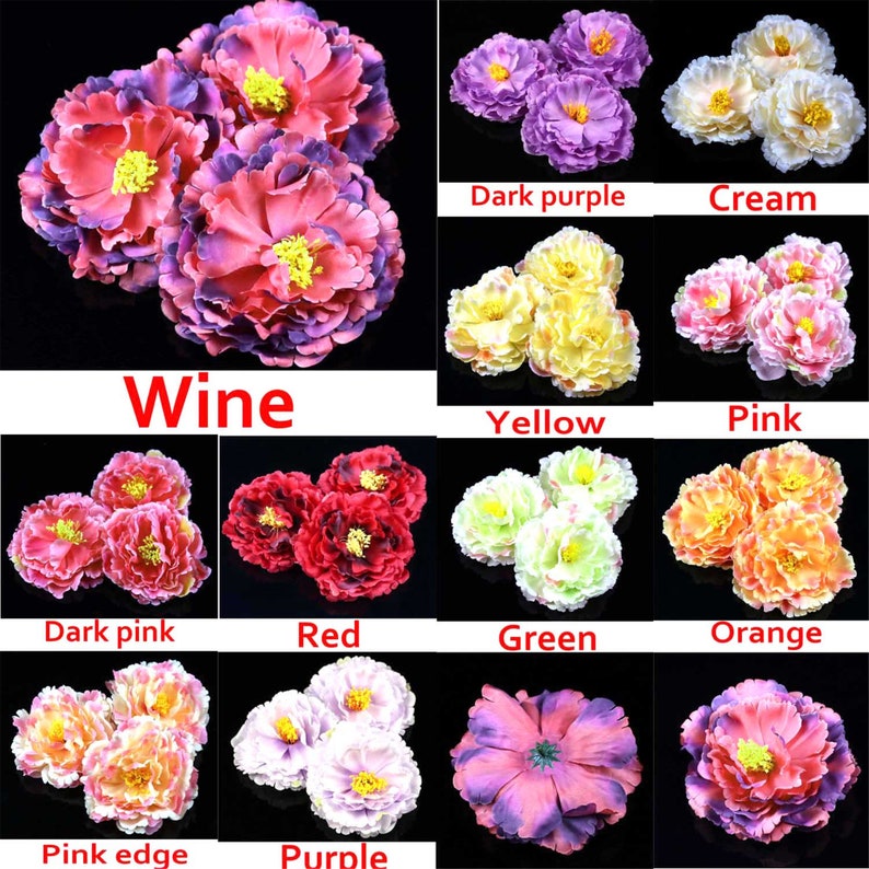 2/100pc Large Artificial Peony Flower Heads Bulk 12cm Peony Etsy