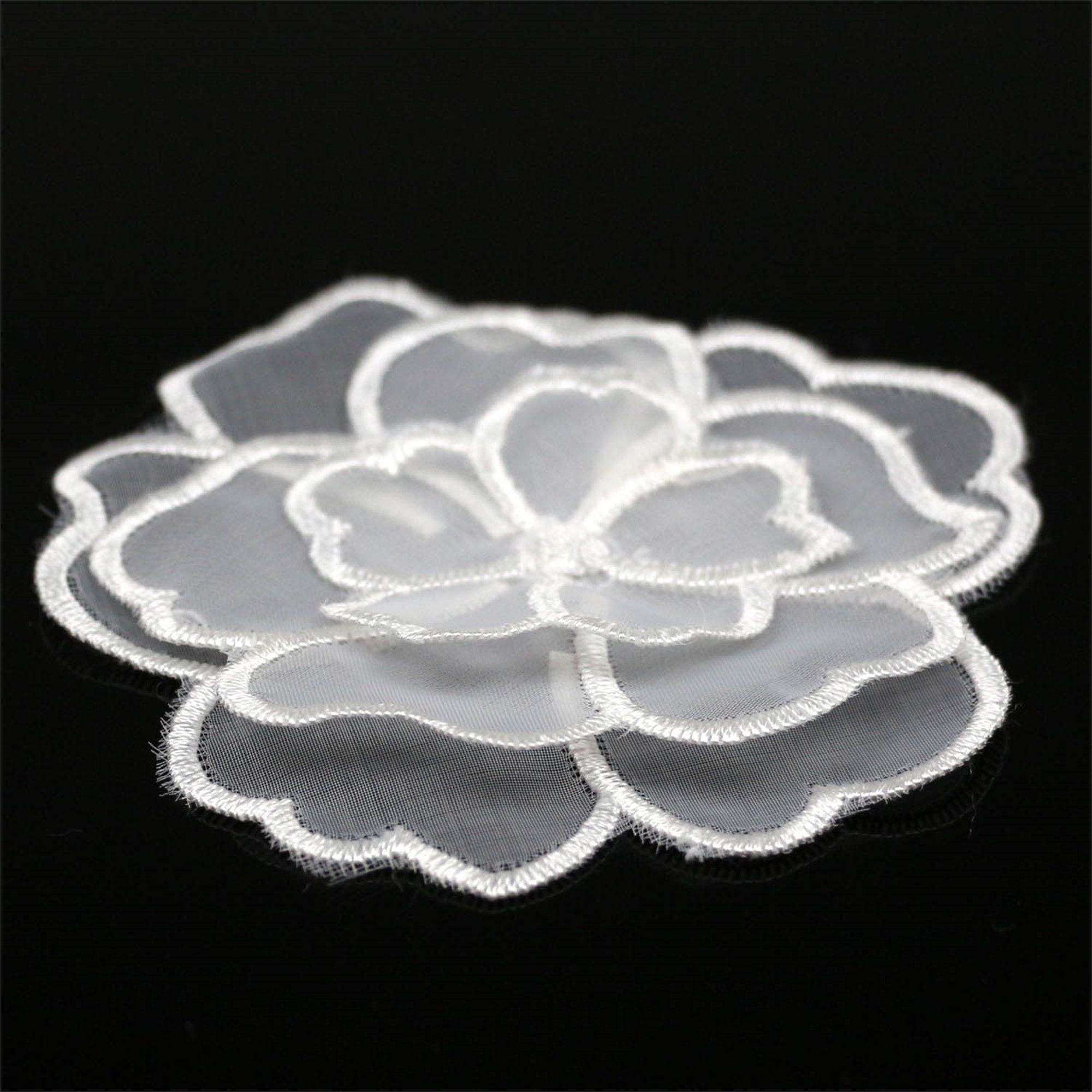 4x Weiße Spitzen-Applikationen – Florale Stickereien Zum Aufnähen, 30x8,5 Cm, Für Brautkleider, DIY & Deko