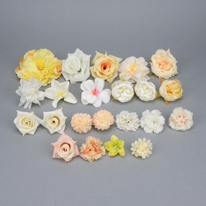 22Pcs Artificial Flowers Rose Peony Flowers Head Combo Set/Mixed Style Simulation Flower/4.5-12cm DIY Flower Kit for Wedding Bouquets Decor