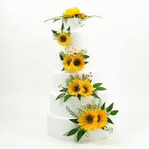 Fiore torta di girasole, fiori di seta artificiale Cake Topper Composizione di fiori Decorazione torta nuziale Girasoli Bacca Eucalipto Decorazione torta fai da te