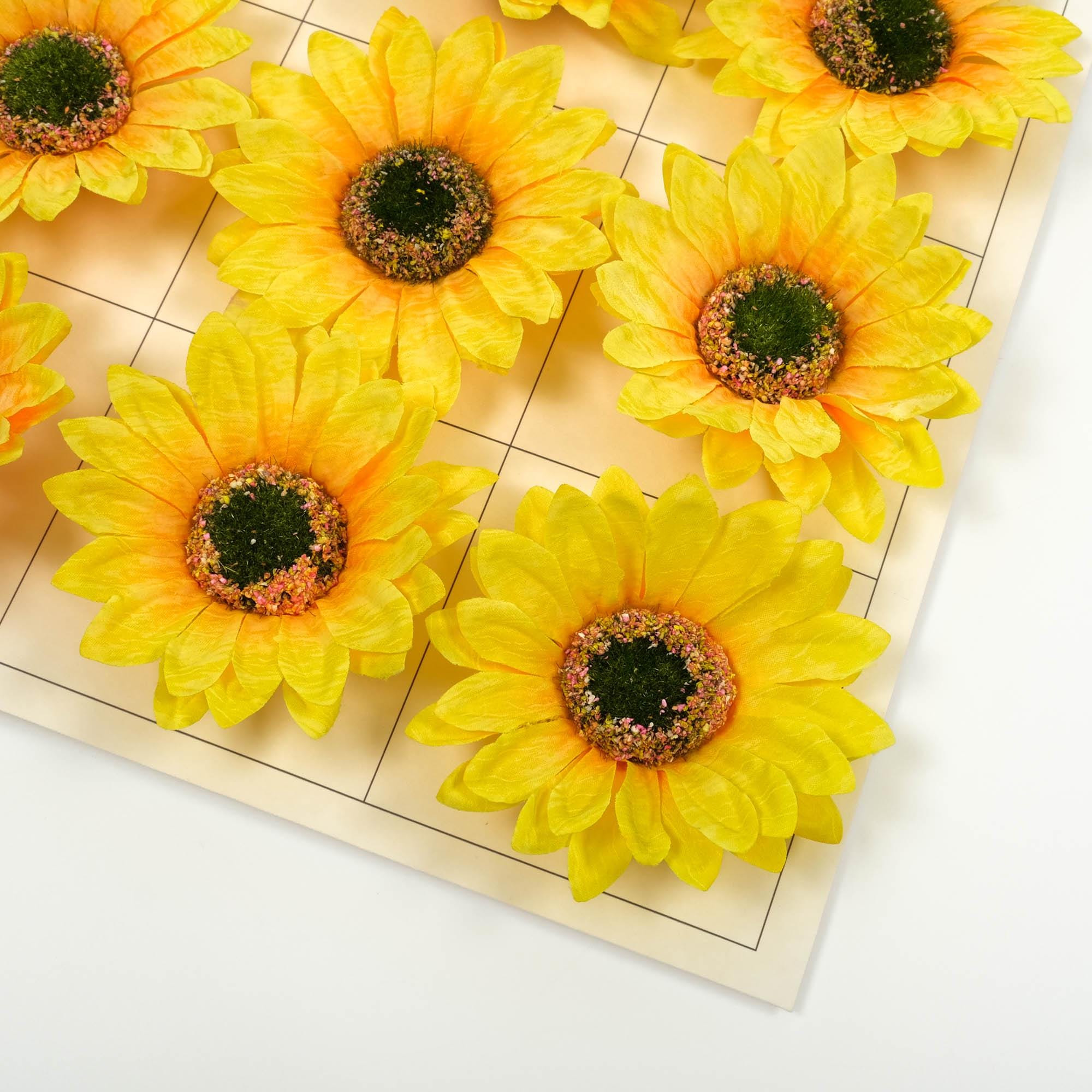 100 Teste Di Girasole Artificiali Finte Teste Di Fiore Di Seta Di