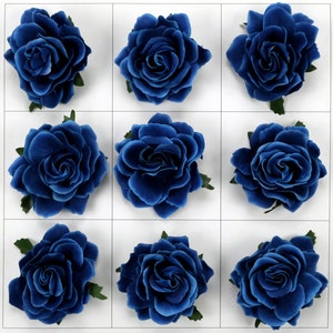 10cm Künstliche Seidenblume / Rosenblüte Königsblau - Seidenrose Hochzeit Blumen Haarband Fake Rose Blumen Ansteckblume Deko Accessoires