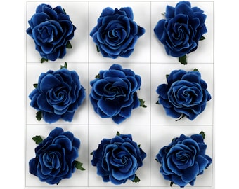 10cm Artificial Silk Flower Head / Rose Flower Royal Blue - Silk Rose Wedding Flower Hairband Fake Rose Flowers Corsage Decor Accessories