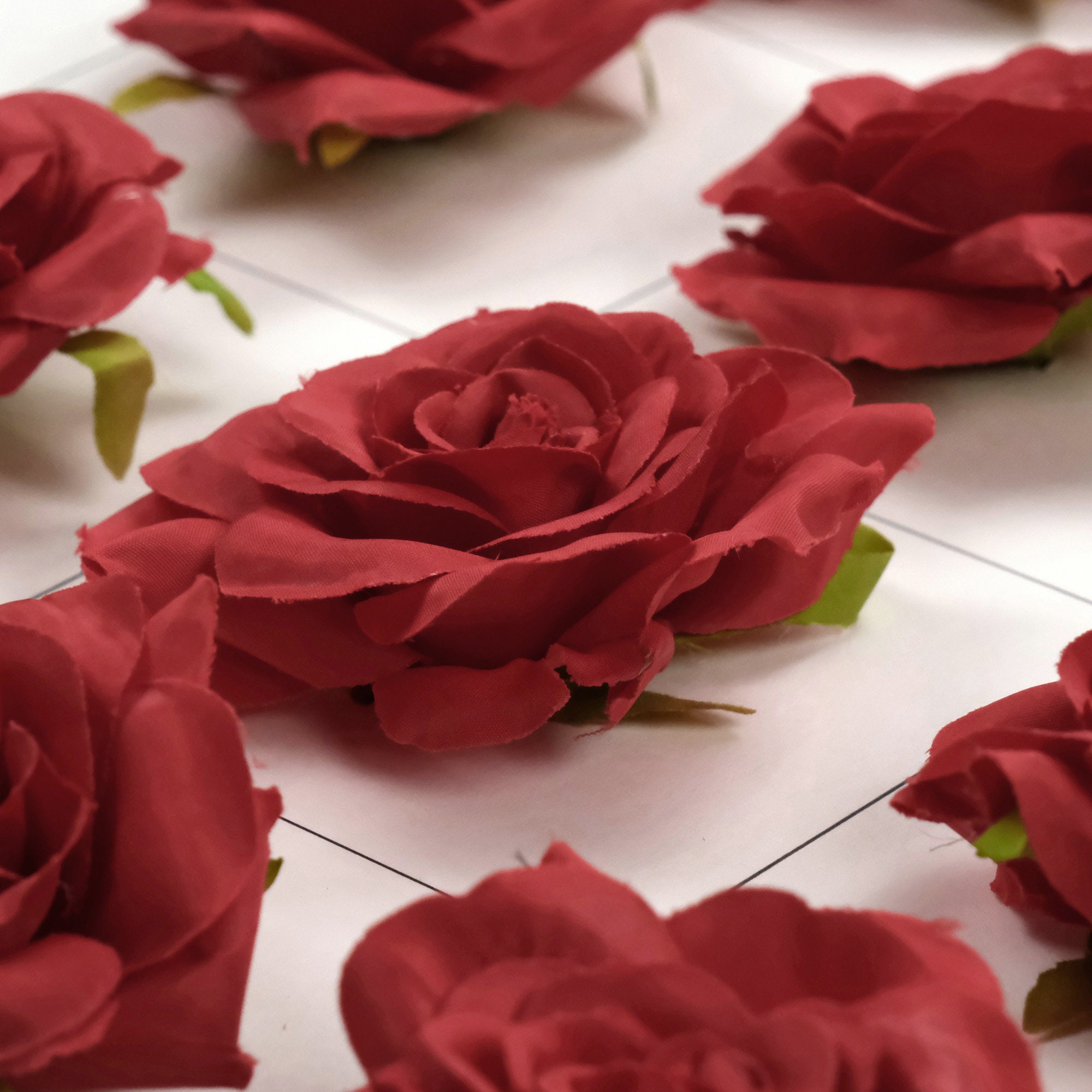 3'' Artificial Silk Flower Head / Red Rose for DIY Crafts Floral Cake ...