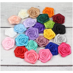 2/200 pièces 2" rosaces laminés à plat/ruban de satin fleur satin tissu Rose bricolage artisanat garniture couture appliques scrapbooking carte de voeux décor décalcomanie