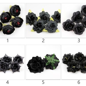10-100PCS Black Artificial Silk Flower Heads / Fake Rose Peony Head for ...