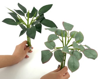 1/50PCS Sztuczne jedwabne bukiety kwiatów Uchwyt z liściem Zielony Rzuć bukiety kwiatów Łodyga dla ślubnej dziewczynki z kwiatami 2 kolory Liść Wybierz