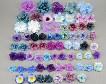 68Pcs Artificial flower heads Combo Set/Simulation Silk Flower/Rose Peony Mixing Style Fake Flower DIY Craft Flower Kit Bridal Wedding Decor