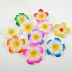 2/100Pcs 7cm Foam Egg Flower Head - Artificial Plumeria Frangipani DIY Hawaiian Hairpin Tropical Flower Wedding Party Decor Fake Flower