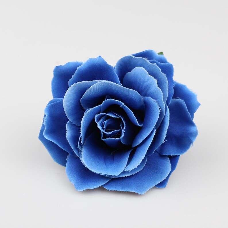 Plastic Blue Roses 5/100PCS Various Blue Artificial Silk Flower Head Plastic Flower Faux ...