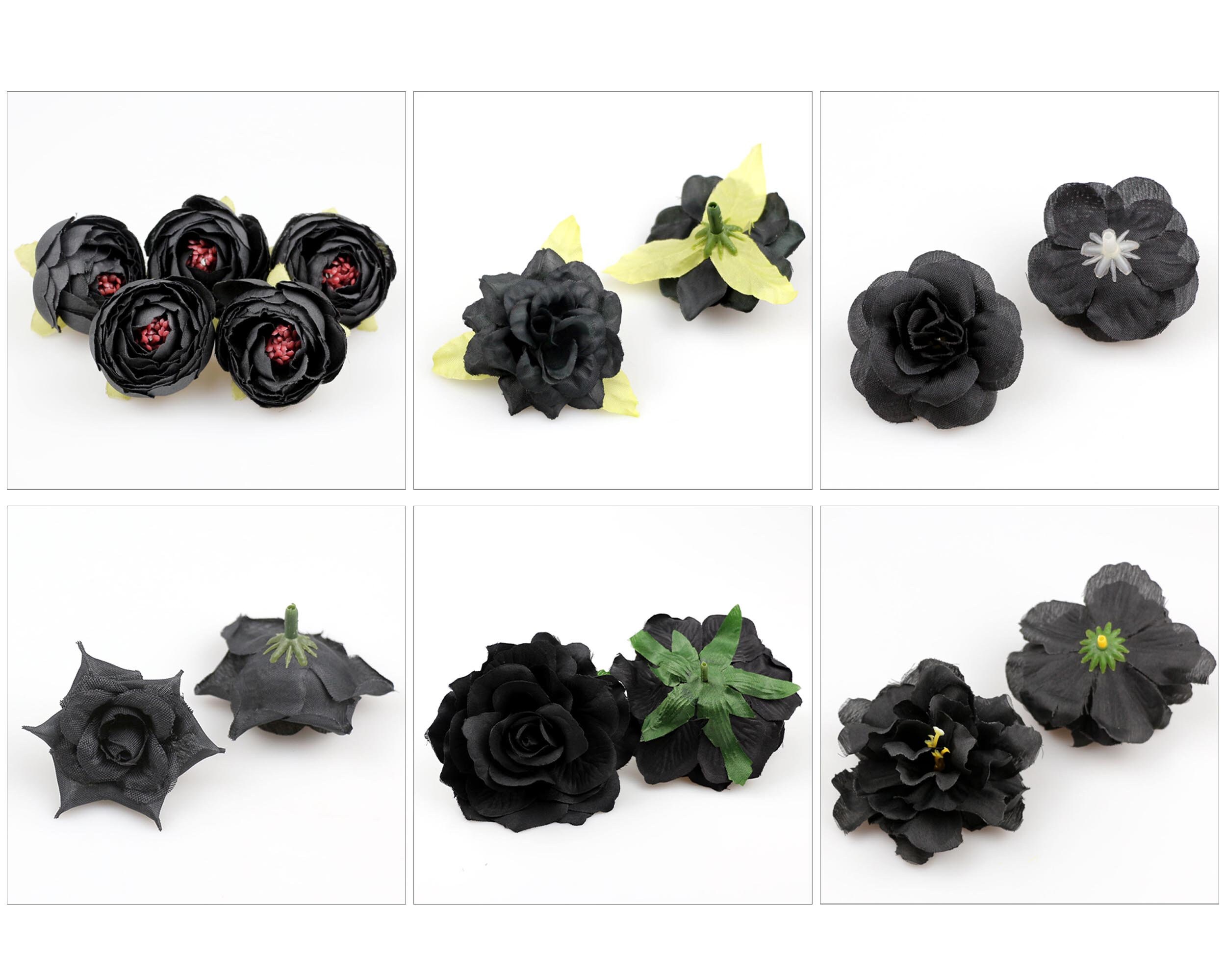 10-100PCS Black Artificial Silk Flower Heads / Fake Rose Peony Head for ...