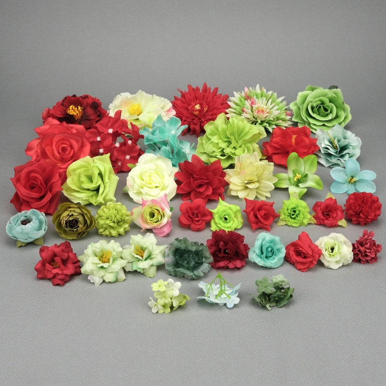 41pcs Artificial Flower Head Combo Set/413cm Silk Etsy