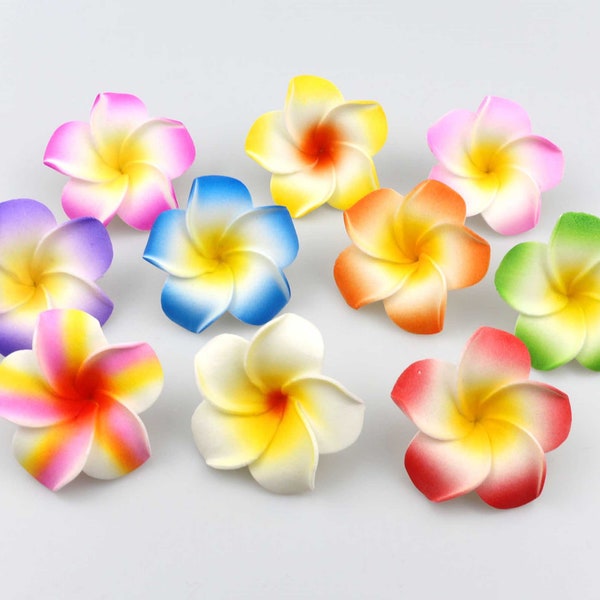 10 Farben 6cm Hawaiian Frangipani Schaum Haarnadel 2-500 Stück Gefälschte Frangipani Strand Haarspange Tropisch, Hochzeit Party Haar Dekor Zubehör