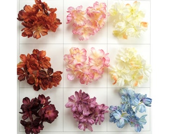 Hortensia de 6 colores / 2-200 cabezas de flores artificiales de seda para ramos, coronas, decoración de bodas, pendientes y accesorios - Flor de bola de nieve