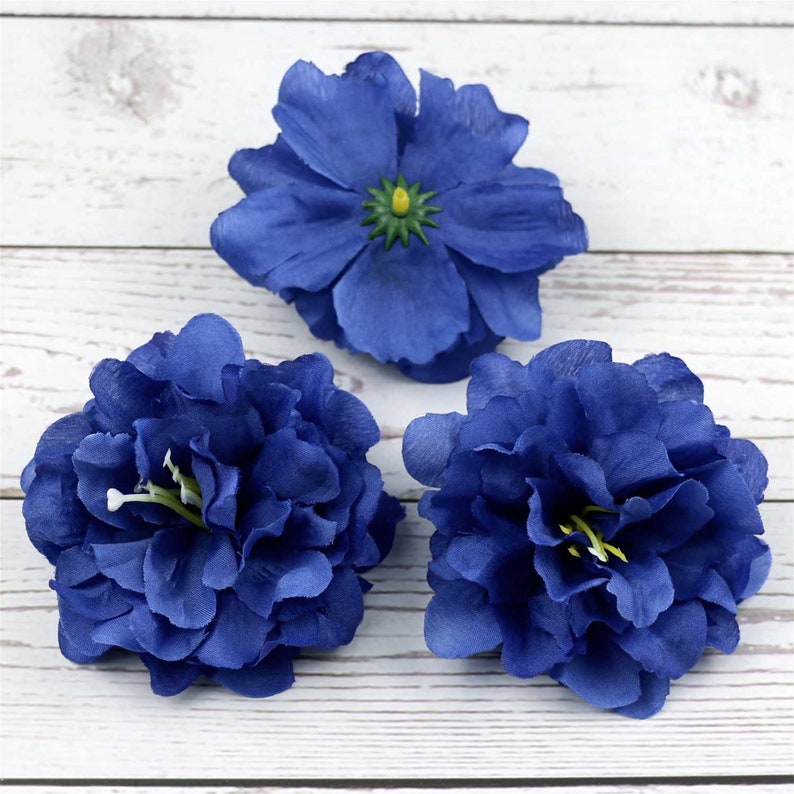 Royal Blue 3 Fake Flower Heads in Bulk Wholesale Silk - Etsy