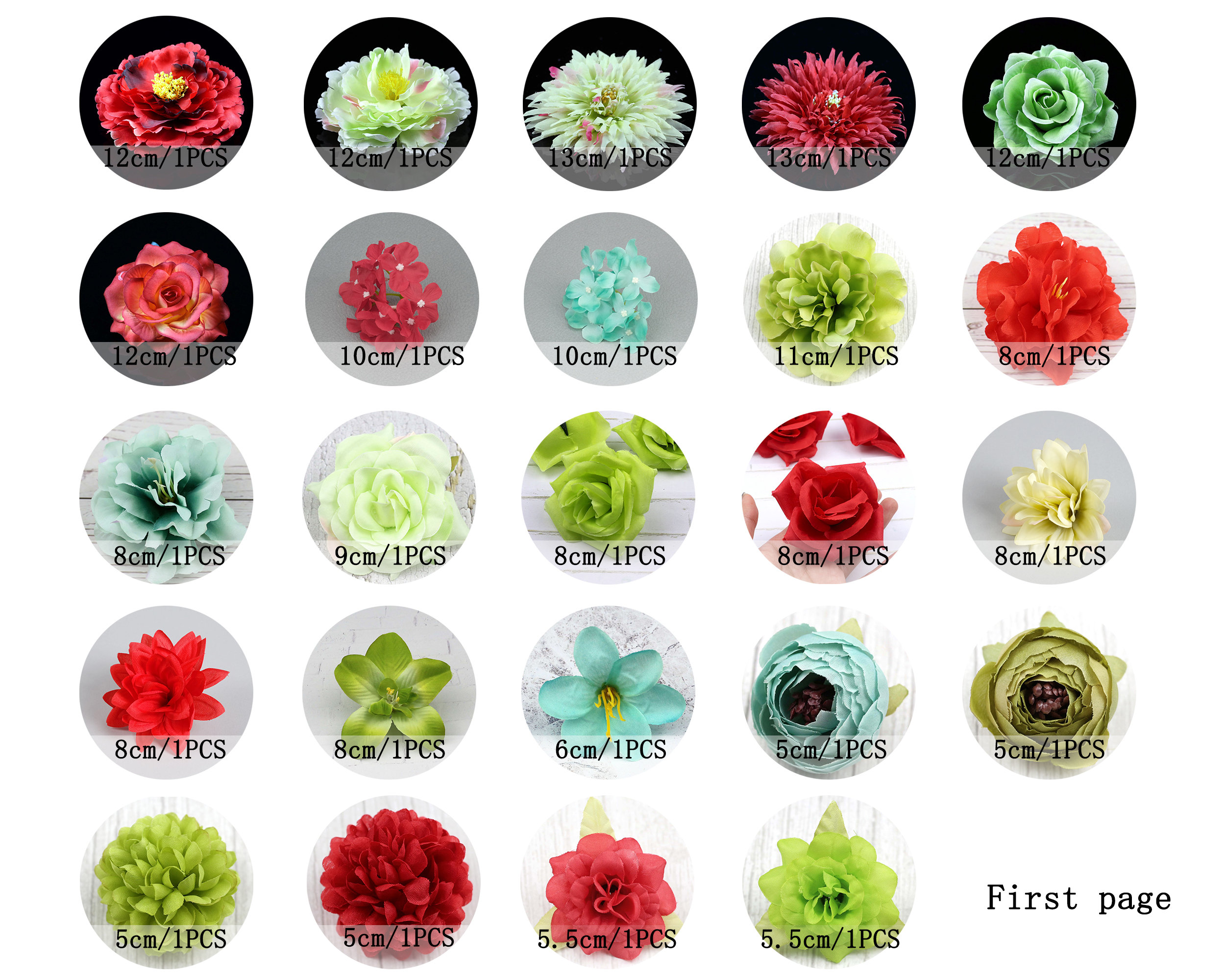 41pcs Artificial Flower Head Combo Set/413cm Silk Etsy