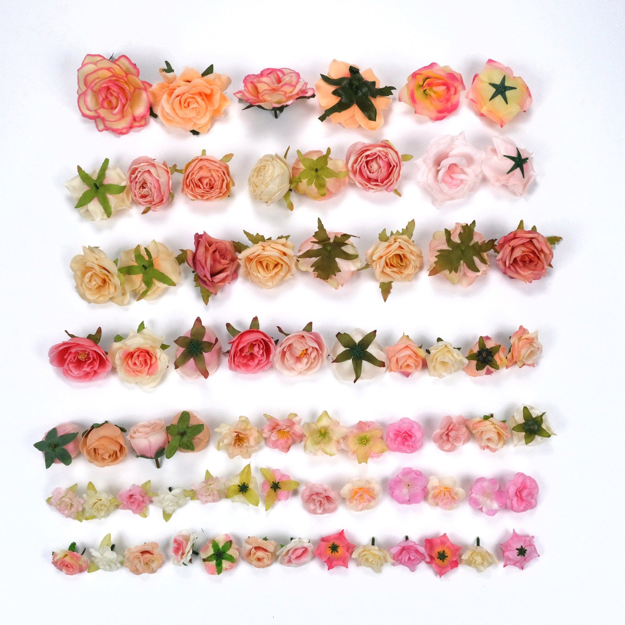 Artificial Silk Flower Head Rose Combo 70pcs/pack for DIY Ornament Kit ...