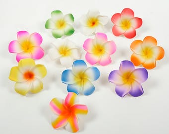 Foam Frangipani Flowers 5cm, DIY Hawaiian Plumeria Decor