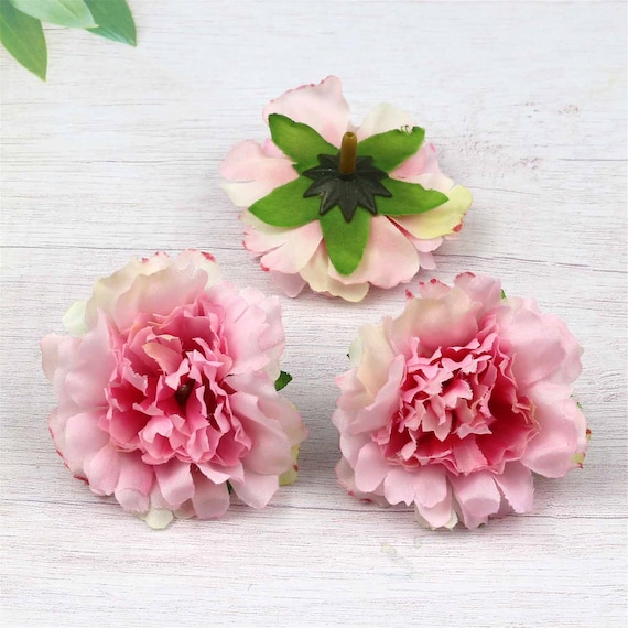 50Pcs 6cm Carnation Artificial Silk Fake Peony Flowers Heads Wedding Home Decor 