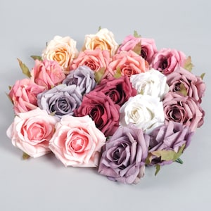 1/500Pcs Rose 7cm Artificial Silk Flower Head For DIY Crafts Bouquets Cake Topper Wreath Making Wedding Party Centerpiece Decor Faux Flower