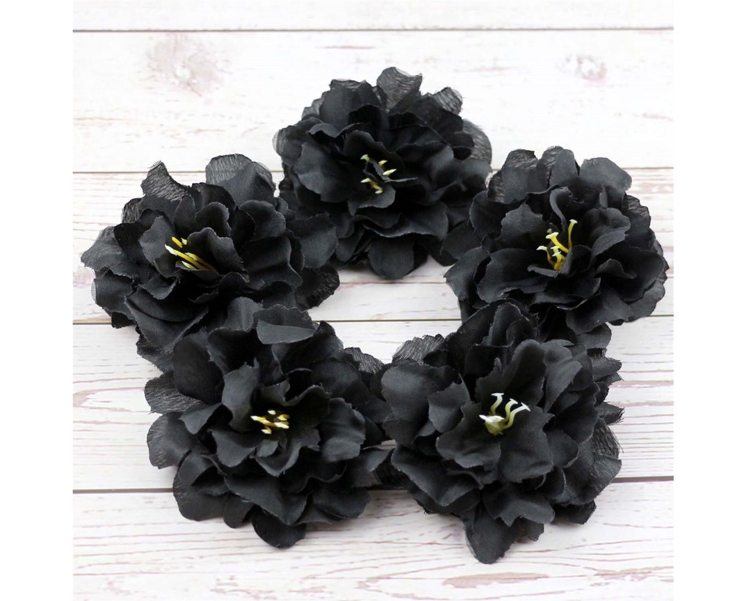 1/1000PCS 3" Black Peony Artificial Silk Flower Head Bulk Wholesale for ...