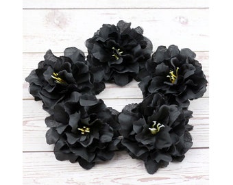 1/1000PCS 3 "Schwarze Pfingstrose Künstliche Seidenblume Kopf Groß-Großhandel für Handwerk Blumenwand Home Oranment Hochzeit Gefälschte Blumen Decor