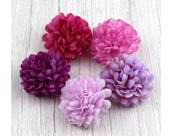 5/100PCS Cabeza de flor de seda artificial púrpura a granel para manualidades DIY Guirnalda de fiesta de boda Guirnalda esférica Flor de margarita de mamá falsa Flor de imitación
