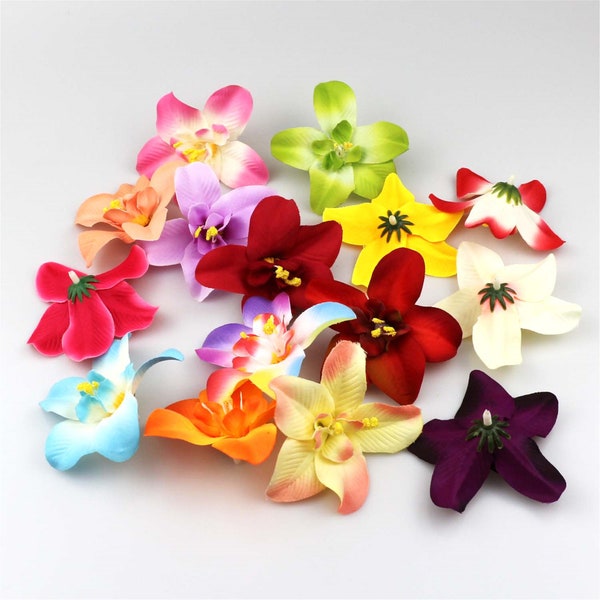 3" Bulk Artificial Silk Orchid Flower For DIY Crafts Wreath Cake Topper Hanging Floral Wall Decor Corsage Hairpin Making Faux Vanilla Flower