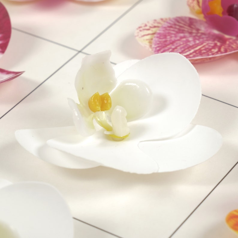 2-200 pièces tête de fleur artificielle 2.36 '' fausse orchidée 6 couleurs petit phalaenopsis pour bricolage artisanat bouquet pince à cheveux corsage robe décor fausse fleur image 6