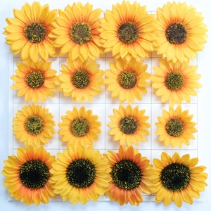 2/100PCS Sunflower / Artificial Silk Flower Head / Fake Sunflower For DIY Crafts Bouquet Rustic Wedding Flower Grad Cap Topper Decor Flower