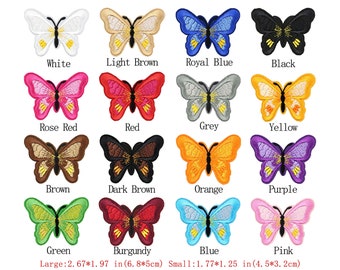 16Colors Two Sizes Butterfly Embroidery Patch 2/100pcs Wholesale Insect Patch Iron on/Sew on Decor Applique DIY Badge Wedding Accessories