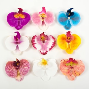 2/200 pezzi grandi teste di fiori artificiali di phalaenopsis all'ingrosso da 3,15 pollici in lattice teste di fiori artificiali per fai da te fermaglio per capelli decorazioni per matrimoni orchidea finta