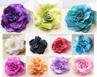 1-30PCS Multicolor Begonia Corsage With Crystal Bead 12Color Wrist Flower Fascinator Decor Hair Ring For Wedding Tea Party Baby Shower Decor