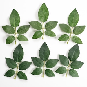 Hoja de rosa verde en 2 colores, 2/200 Uds., follaje de seda Artificial para bricolaje, corona, ramos, decoración para tarta, corona, hojas falsas